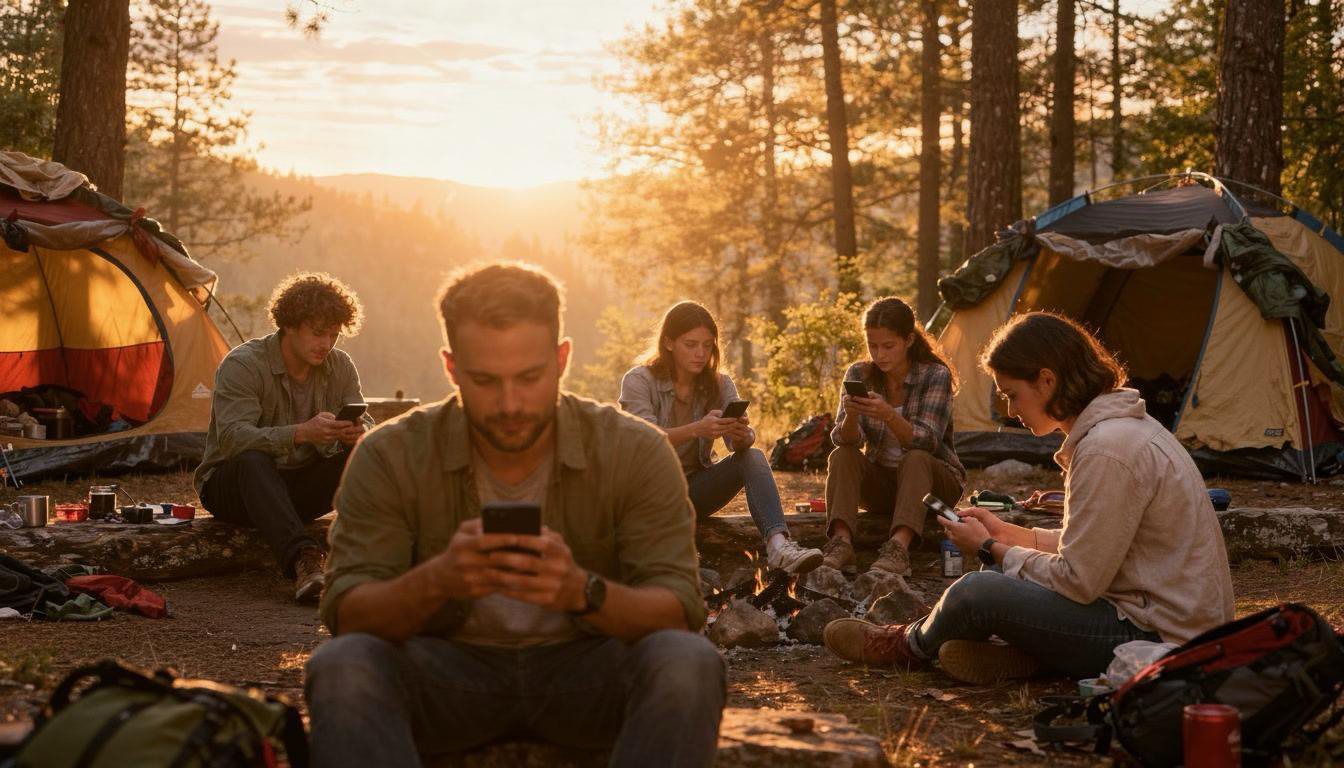 Person distracted by their phone during an event